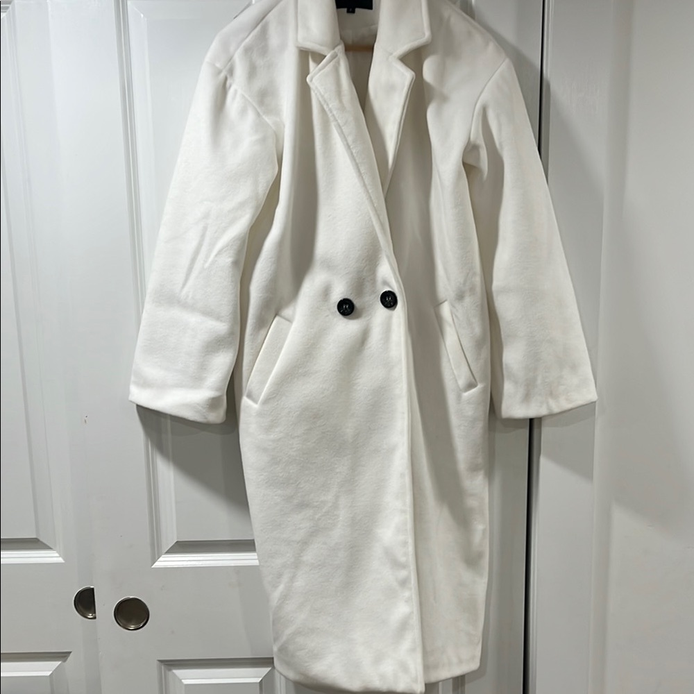 Long white pea coat